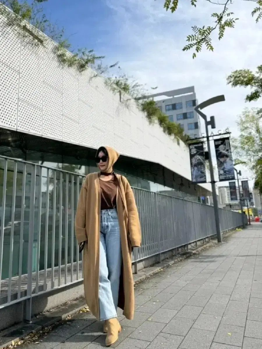 マーシー ロング カーディガン セット ー ベージュ マフラー付属