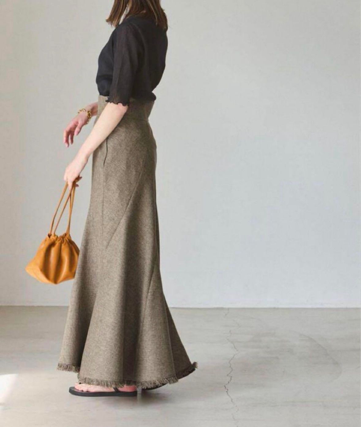 NOBLE メランジ リネンライクトルネードスカート