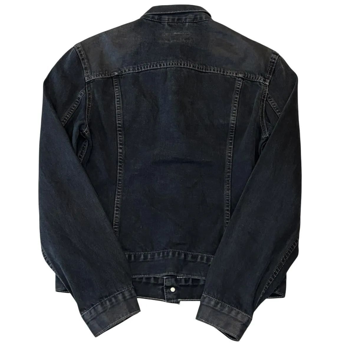 00s EURO Levis Over Dye Denim Trucker Jacket ユーロリーバイス ブラックデニムジャケット Gジャン トラッカー M Black 70590-0438古着