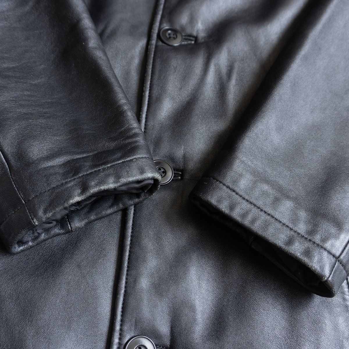 美品】EDDIE BAUER【ラムレザー カーコート】S ブラック