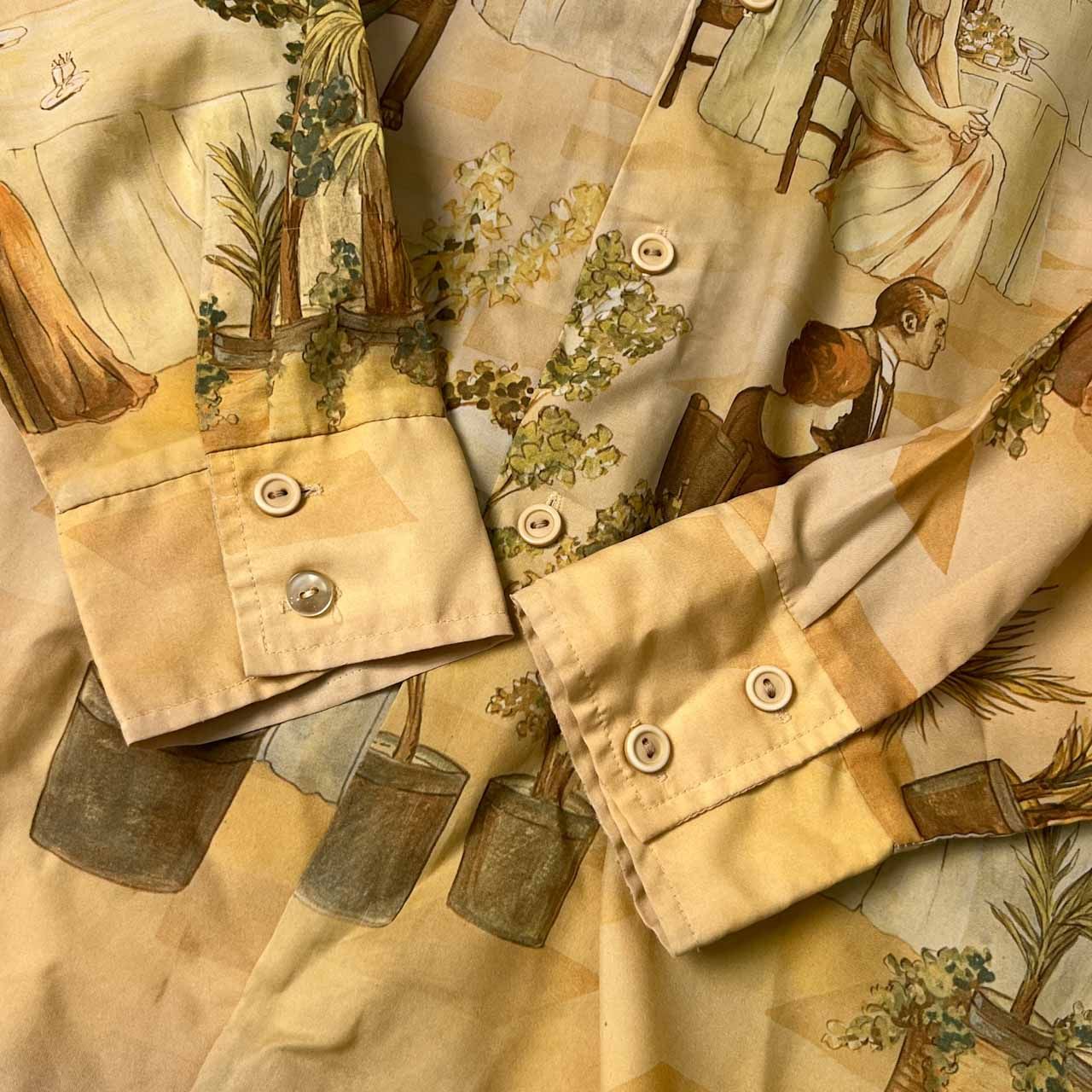 70s KENNINGTON ケニントン ミッキー 総柄 長袖シャツ M/マルチ