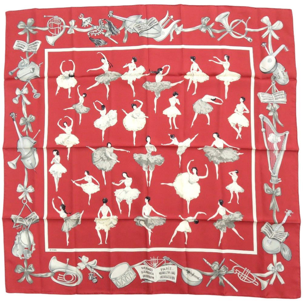 美品 エルメス カレ90 LA DANCE ラ ダンス シルク マルチカラー