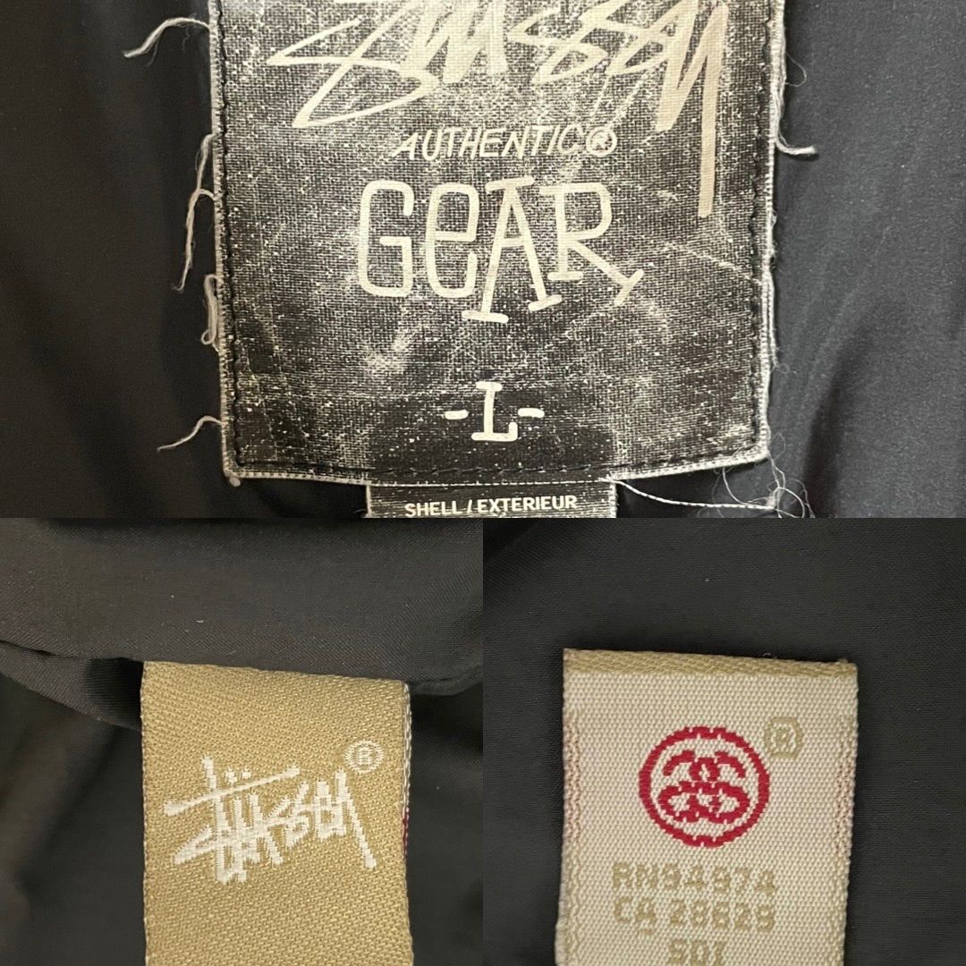 STUSSY 00s OLD ブロックチェック ダウンジャケット 両面刺繍ロゴ