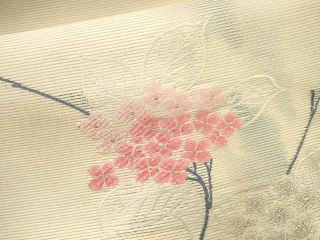 平和屋着物＊夏物 九寸名古屋帯 紫陽花 金銀糸 正絹 逸品