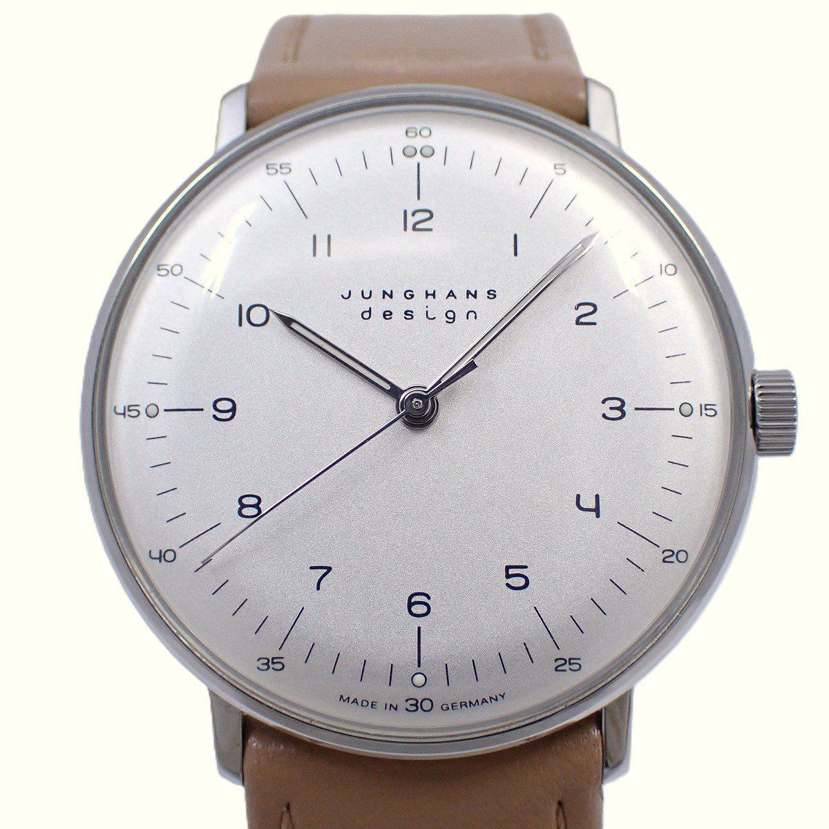 JUNGHANS ユンハンス マックスビル 手巻き メンズ 腕時計 シルバー文字盤 純正革ベルト 027|3701.00 いおき質店