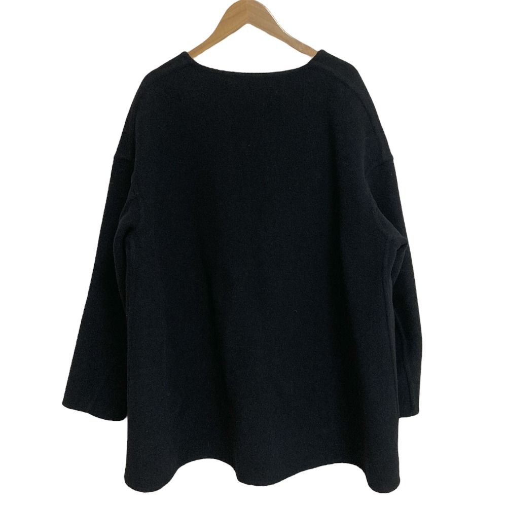 【美品】エストネーション ノーカラージャケット Mサイズ ブラック ESTNATION / ノーカラーVネックコンパクトジャケット｜ESTNATION