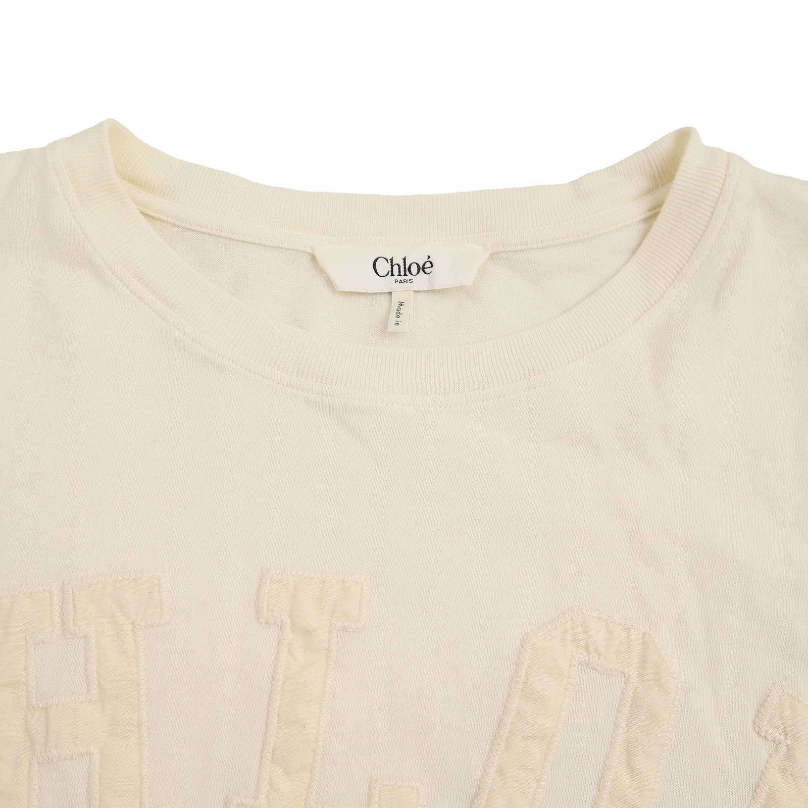 Chloe クロエ 25SS Boxy Fit T-Shirt ロゴワッペンボクシーフィットTシャツ CH25SJH14183103XS ココナッツミルク XS Chloe クロエ 25SS Boxy Fit T-Shirt ロゴワッペンボクシーフィットT