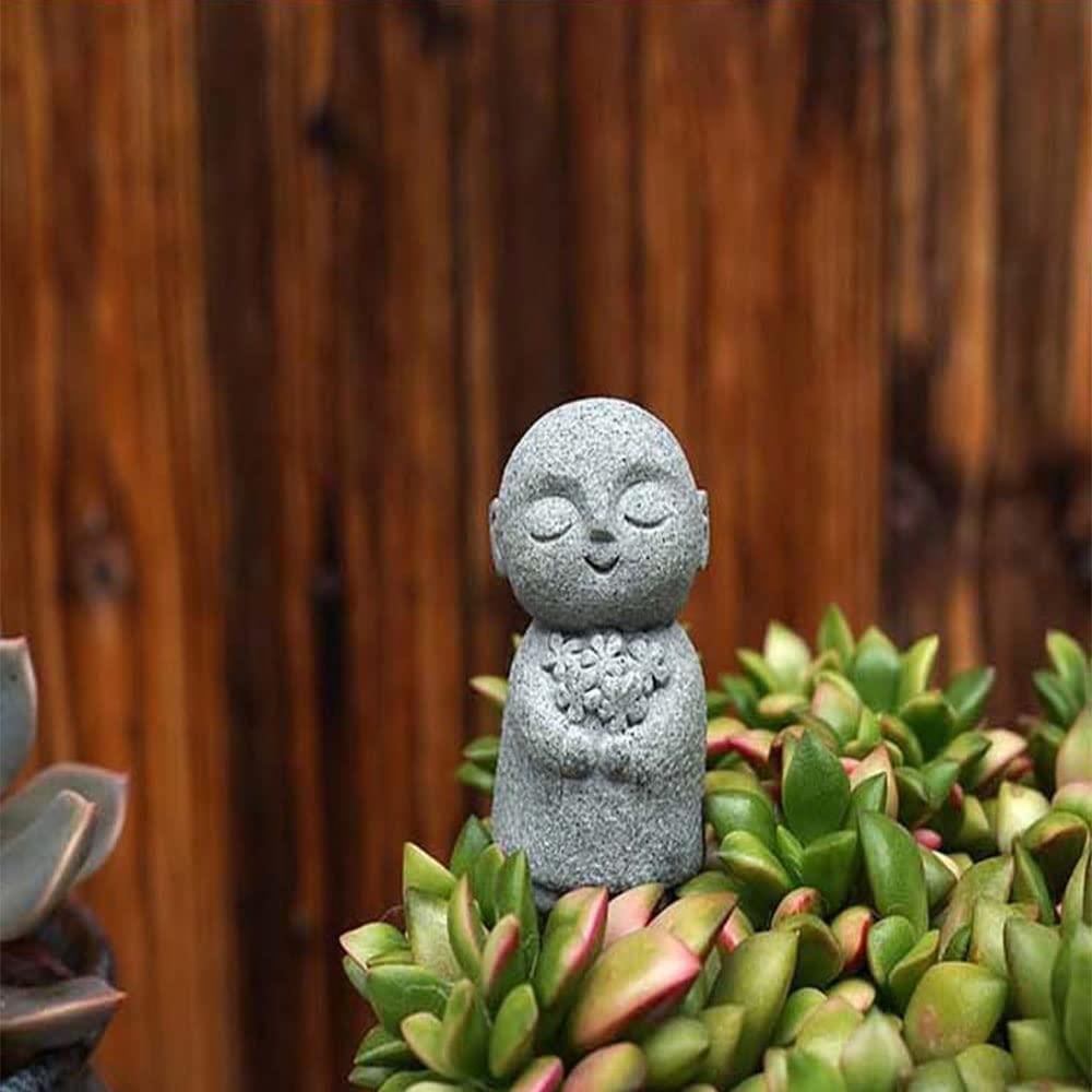 幸せ願い縁の良いおきもお かわいい御影石 お地蔵さんセット癒し