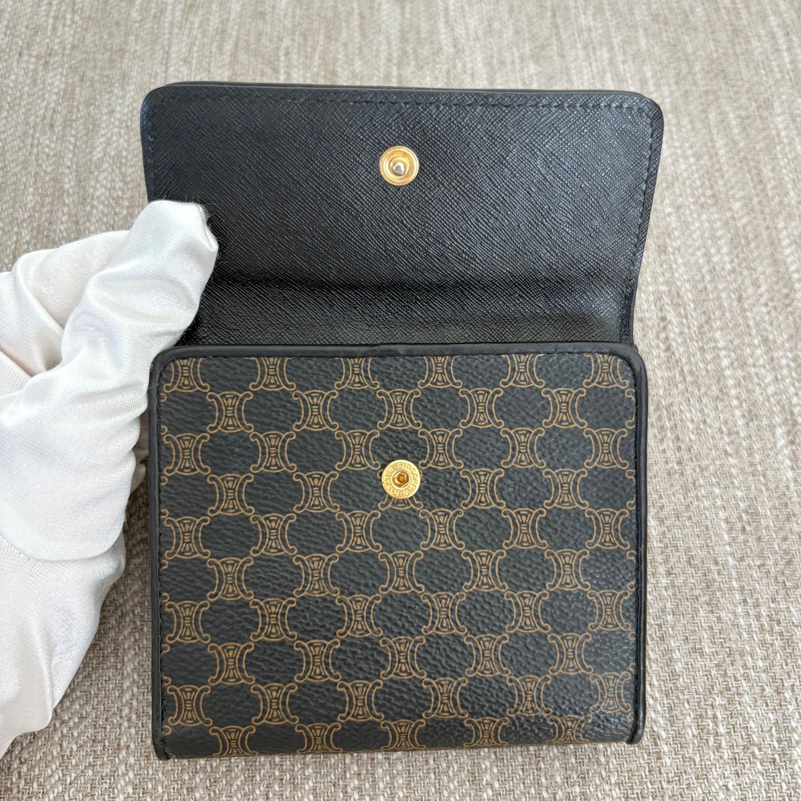 【美品】CELINE セリーヌ　マカダム柄　ウォレットチェーン CELINE - 【美品】CELINE セリーヌ マカダム柄 ウォレットチェーンの