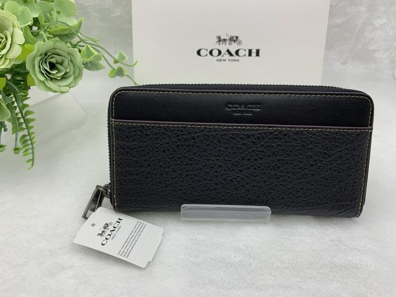 コーチ 長財布 COACH 財布 メンズ ブラック黒 アコーディオン ウォレット プレゼント 贈り物 ギフト 誕生日 記念日 ラウンドファスナー ロング ジップ ファッション レディース メンズ 新品 未使用 F12130 A195Z-25