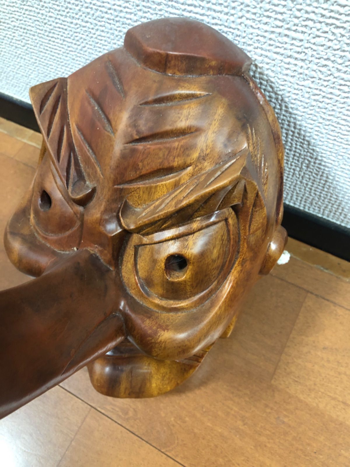 面 木彫り天狗 天狗 お面 壁掛け 木彫 時代 木彫り 小天狗 清巴 魔除け