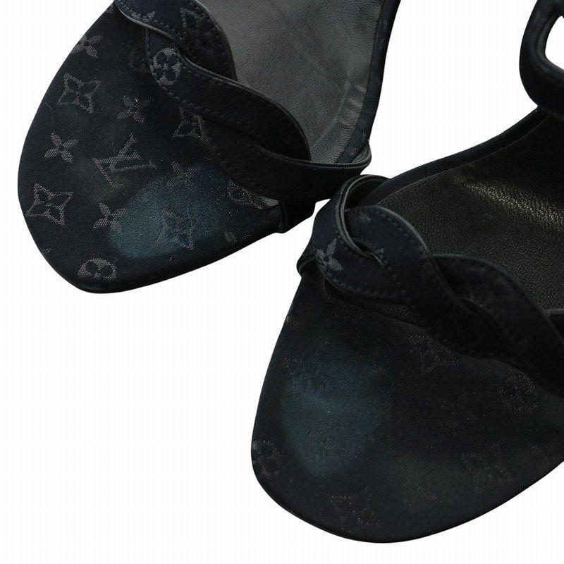 ルイヴィトン LOUIS VUITTON サンダル パンプス サテン レザー
