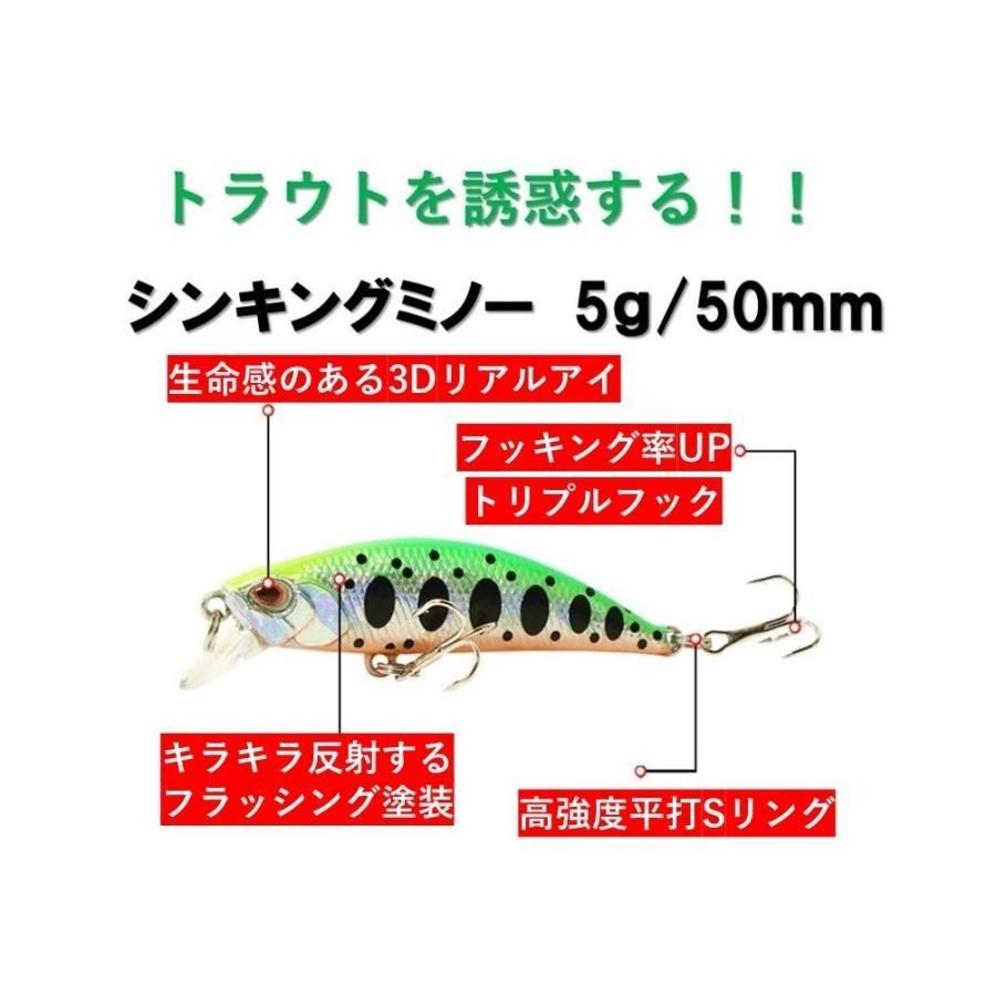 ミノー　ルアーセット　ヤマメ 釣り具 ルアー 5g トラウトミノー 5色ルアーセット 選べる