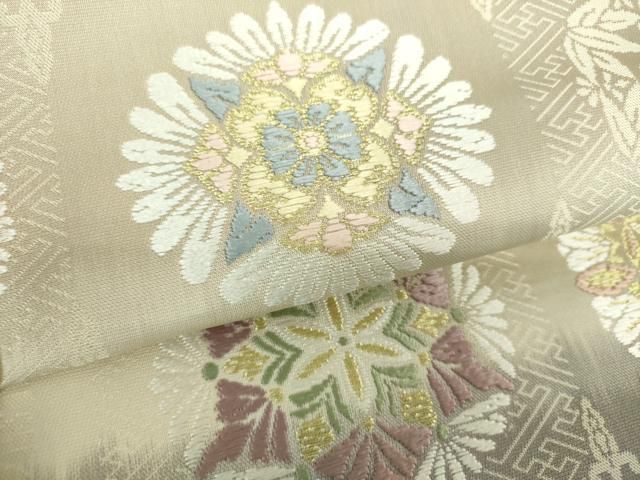 平和屋着物○ワンタッチつけ帯 唐織 雪輪吉祥花文 金糸 正絹 逸品 未