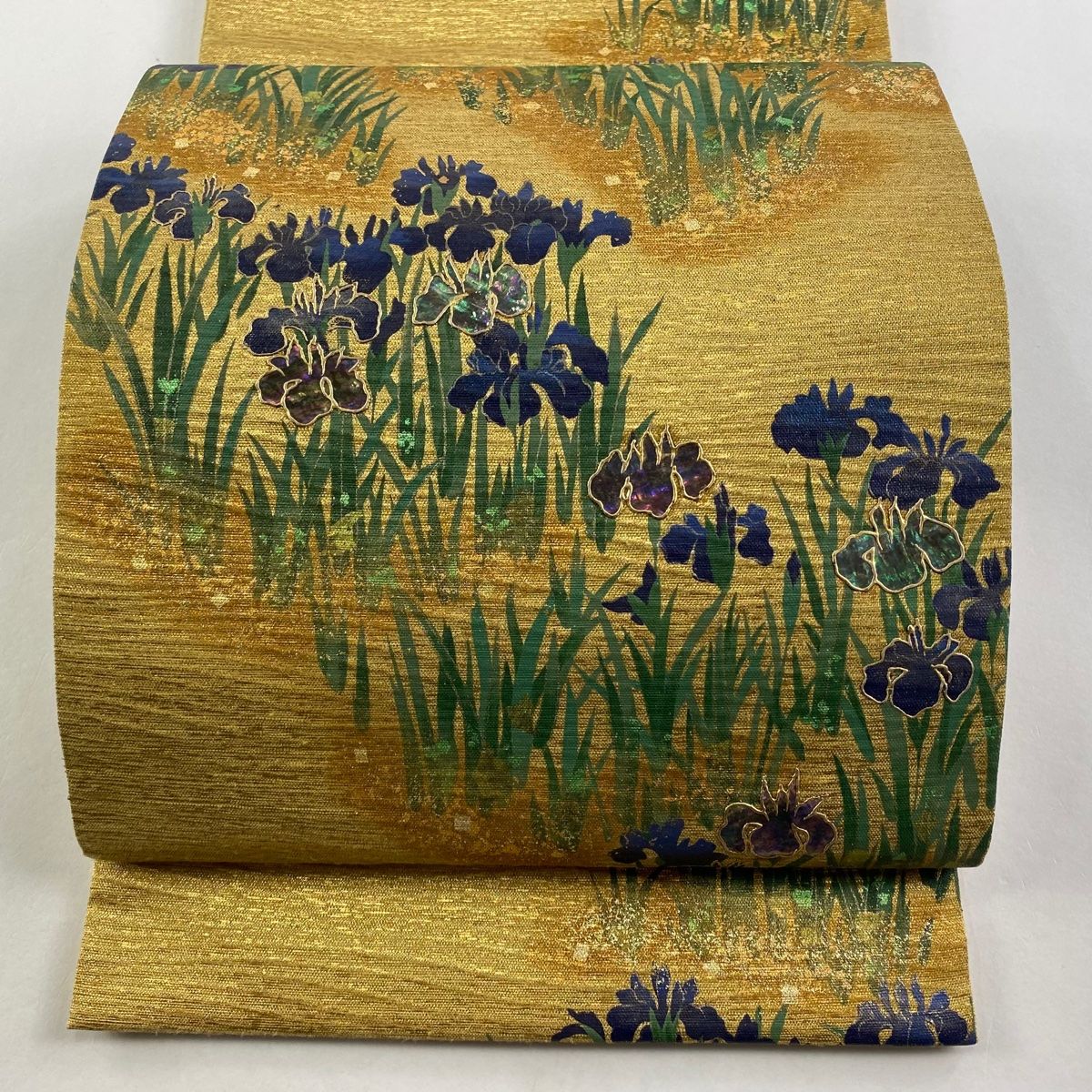袋帯 名品 やまと 菖蒲 金色 お太鼓柄 正絹