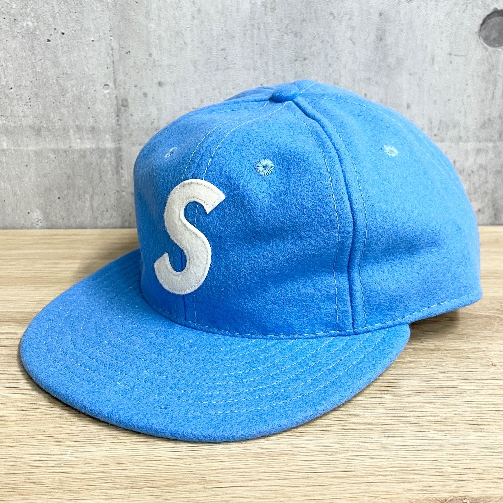 supreme Sロゴ キャップ ブルー