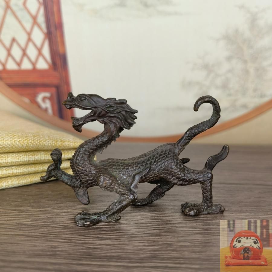 青銅製？アンティーク　龍　ドラゴン　置き物　カッコいい 新品未使用】青龍 龍ドラゴン 神龍 置物 オブジェ 銅製 風水
