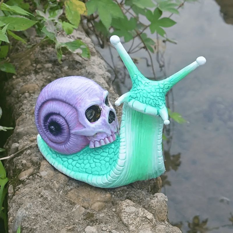 カタツムリ 置物 フィギュア 樹脂製 13cm 水色 パープル 化け物