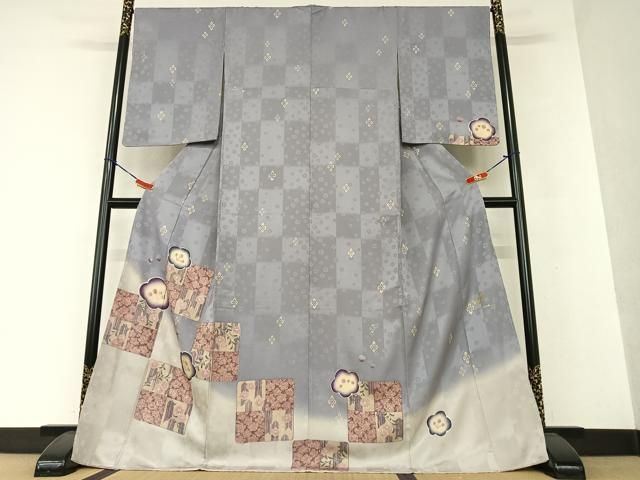 平和屋着物●REIKO　HIRAKO　ヒラコレイコ　訪問着　駒刺繍　代わり市松文様　暈し染め　金彩　正絹　逸品　未使用　AAAW9302zg 平和屋着物○REIKO HIRAKO ヒラコレイコ 訪問着 駒刺繍 代わり市松文様