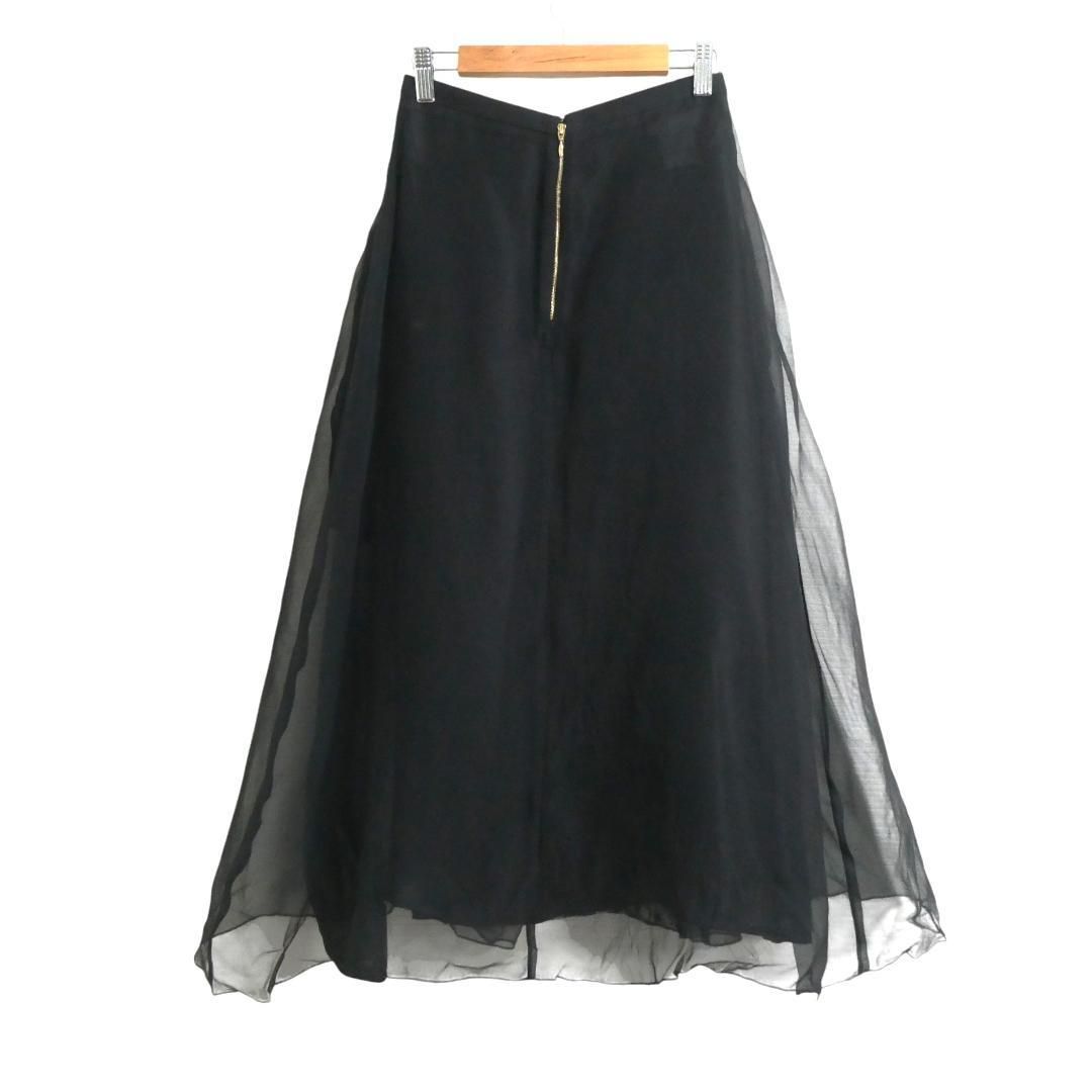 ROCHAS フレアスカート サイズ38 黒 美品 ROCHAS ロシャス サイズ38 フレアスカート ロングスカート シルク