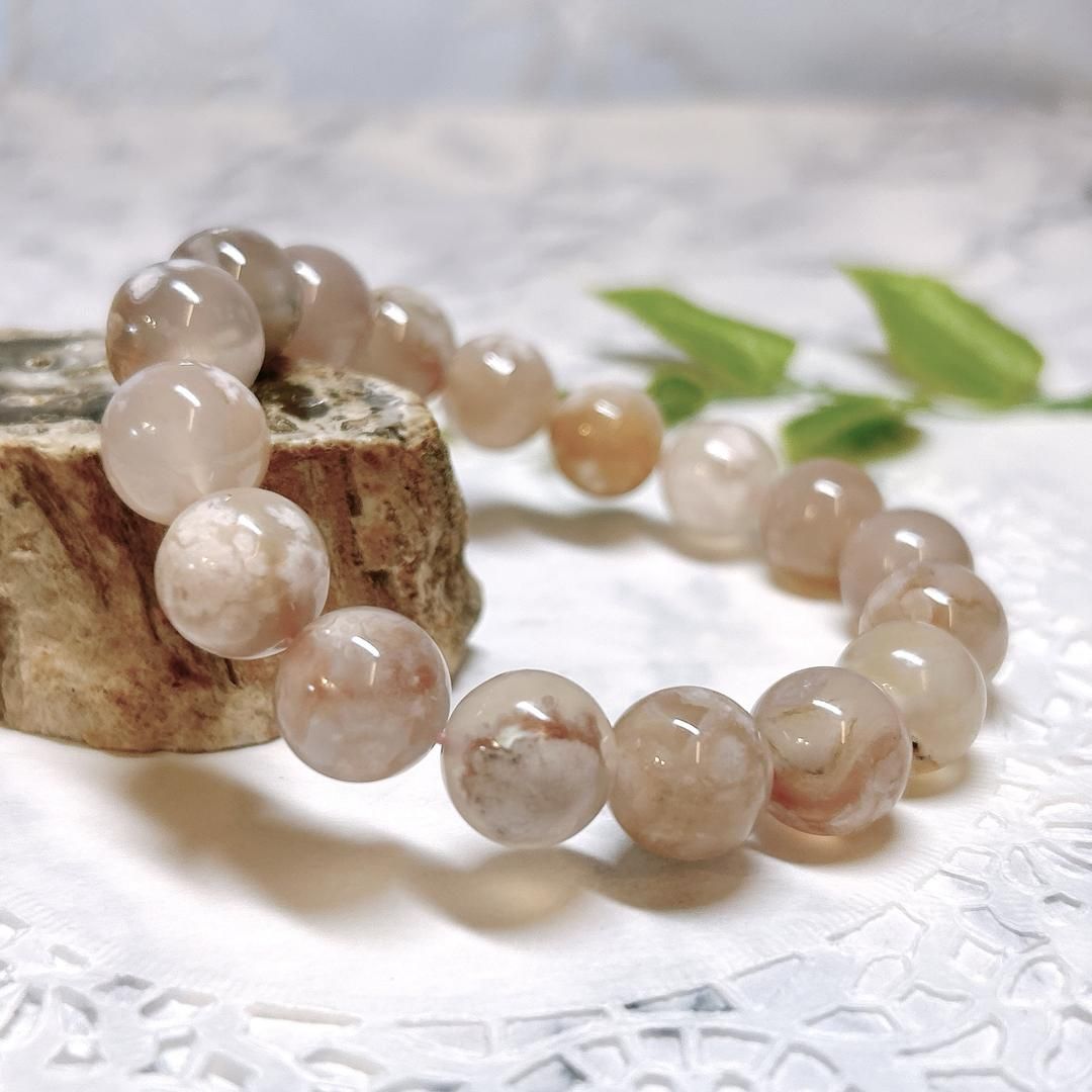 E12857 桜アゲート＊12㎜＊ブレスレット＊Cherry blossom agate