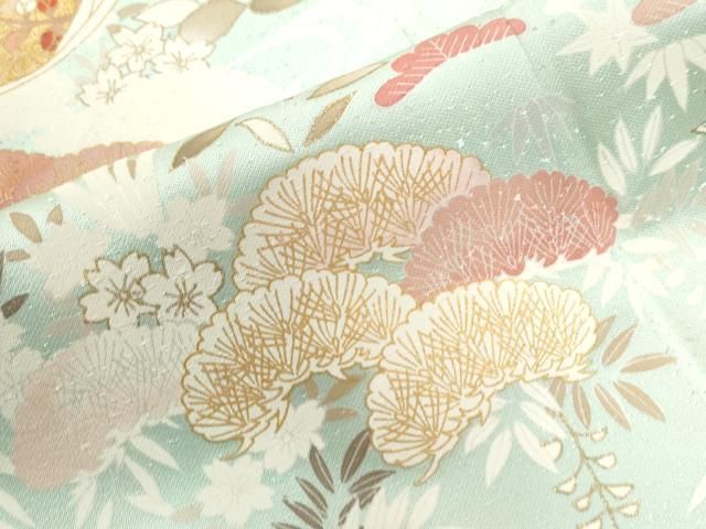 平和屋着物●創業460年・千總　訪問着　駒刺繍　浜松枝垂れ花文　金彩　大丸扱い　正絹　逸品　CAAZ2801yc 平和屋着物○創業460年・千總 訪問着 駒刺繍 浜松枝垂れ花文 金彩 大丸