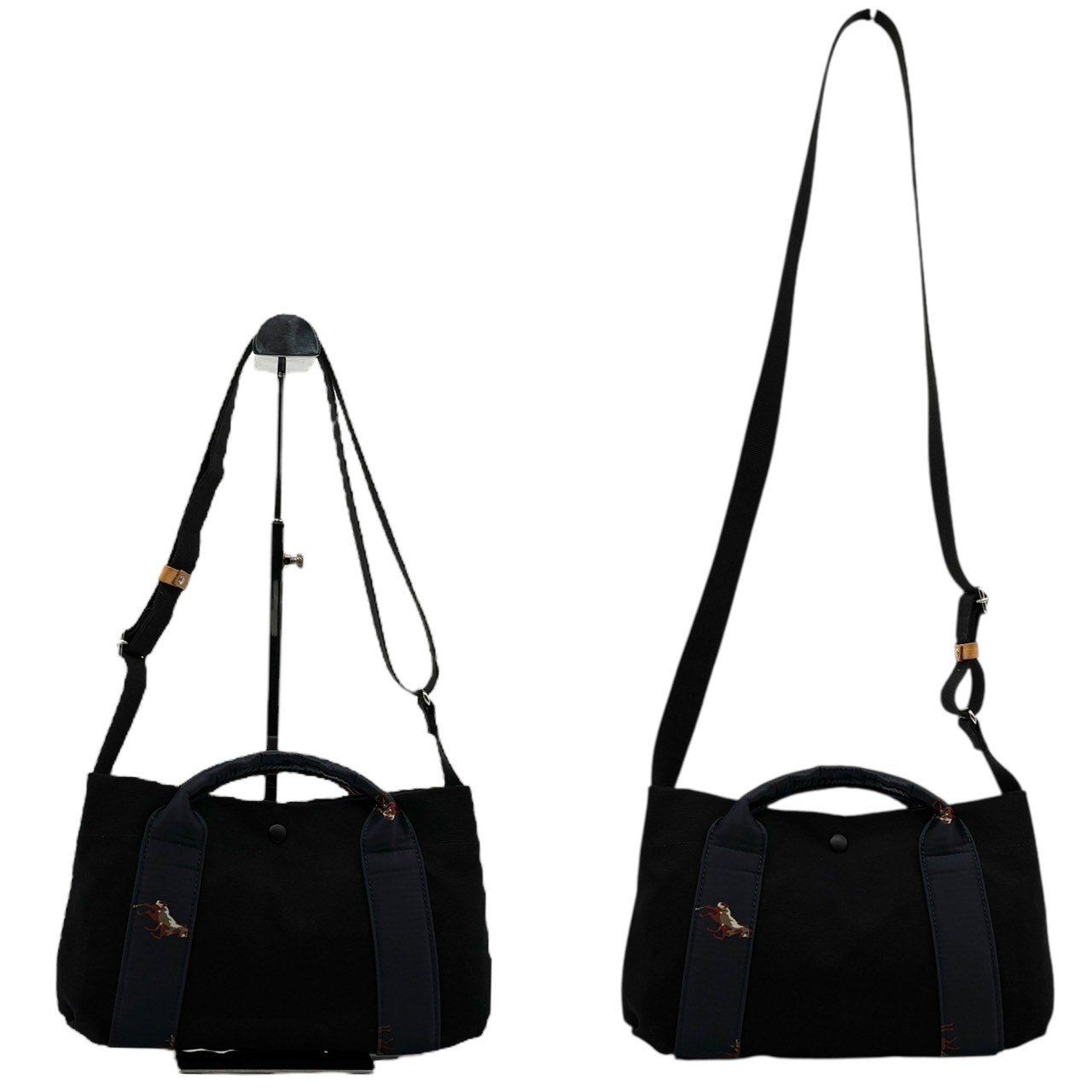 美品✨RUSSET ハンドバック　2way ブラック　馬柄　ナイロン 美品✨RUSSET ハンドバック 2way ブラック 馬柄 ナイロン - メルカリ