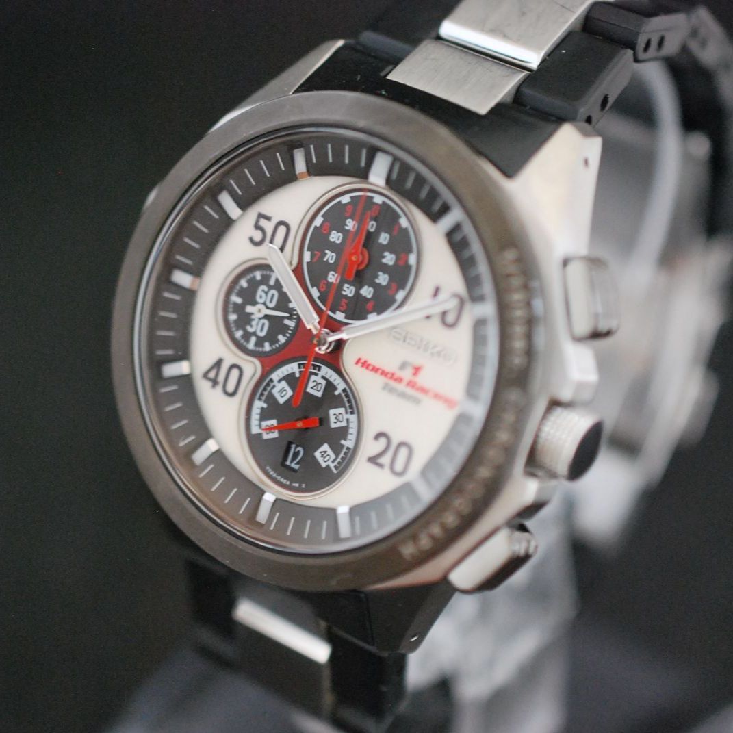 255 【美品 稼働】新品電池 SEIKO HONDA RACING 7T82-0AD0 y2k