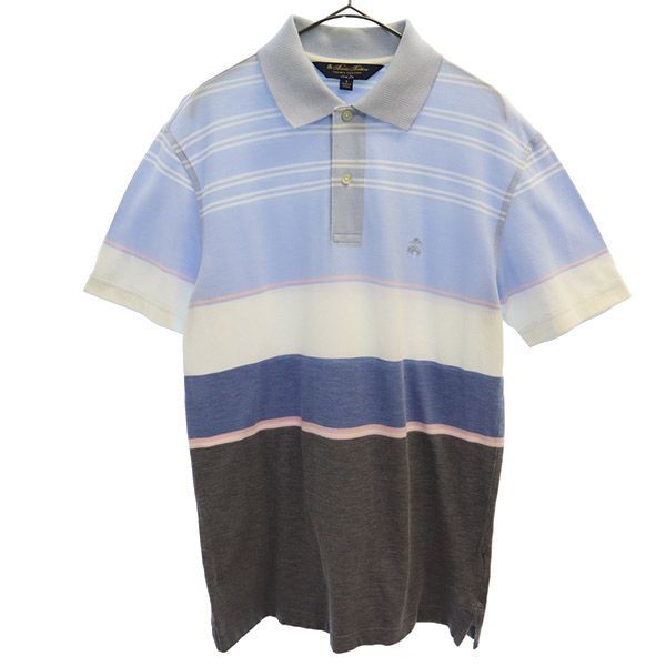 ブルックスブラザーズ　ボーダー半袖ポロシャツ　ブルー Brooks Brothers - 【BrooksBrothers】ブルックス ブルー