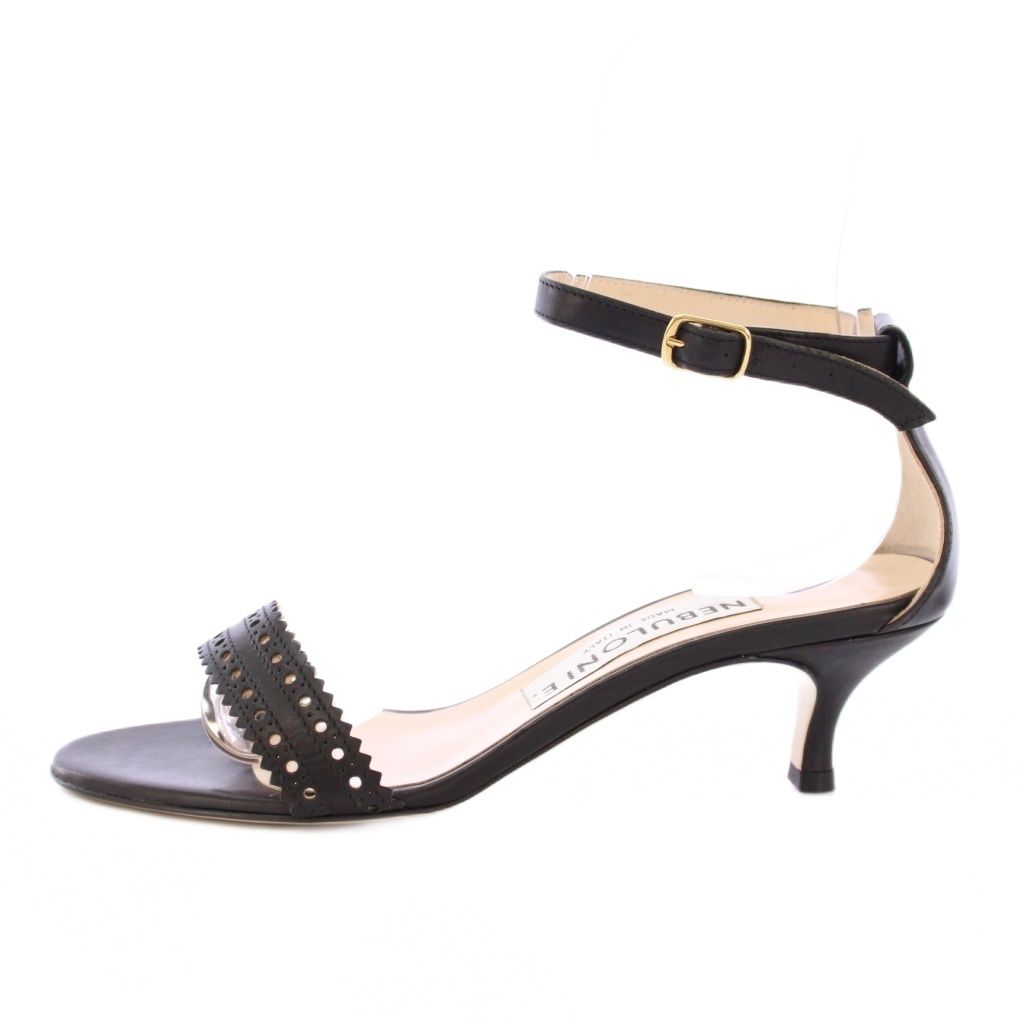 ネブローニ Nebuloni ストラップサンダル アンクス ラウンドトゥ ローヒール レザー 36 黒 ブラック BB