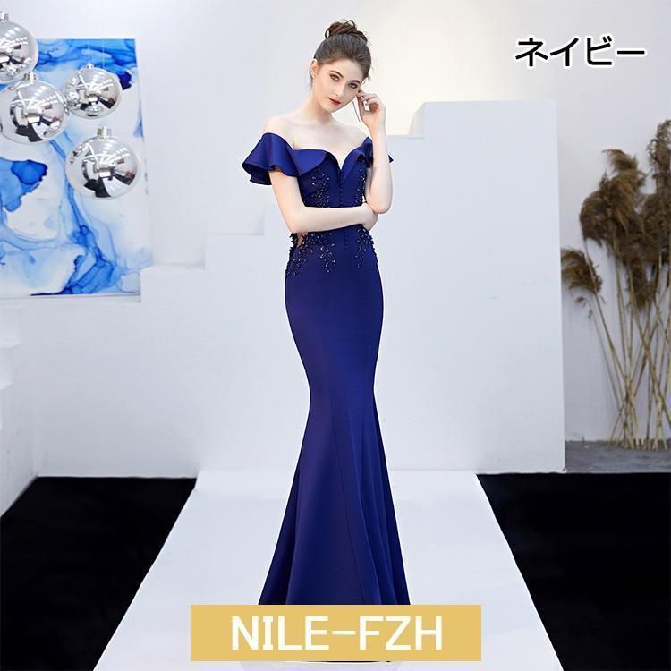 リーフ柄がオシャレなマーメイドイブニングドレス♩.• 新品・未使用】リーフ柄がオシャレなマーメイドイブニングドレス