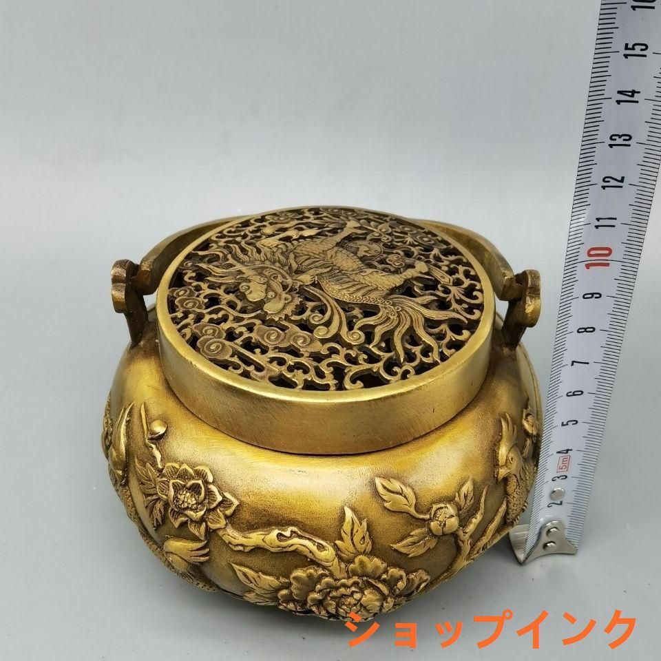 銅器 麒麟暖手炉 花鳥香薫炉 香道具 装飾品 工芸品 置物gzp0829