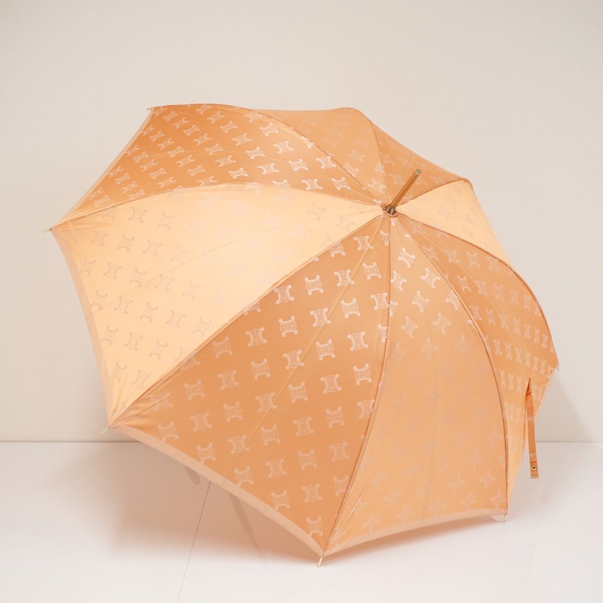 【希少品】　CELINE セリーヌ マカダムモノグラム傘 高級傘 CELINE セリーヌ USED美品 マカダム オレンジ グラス骨