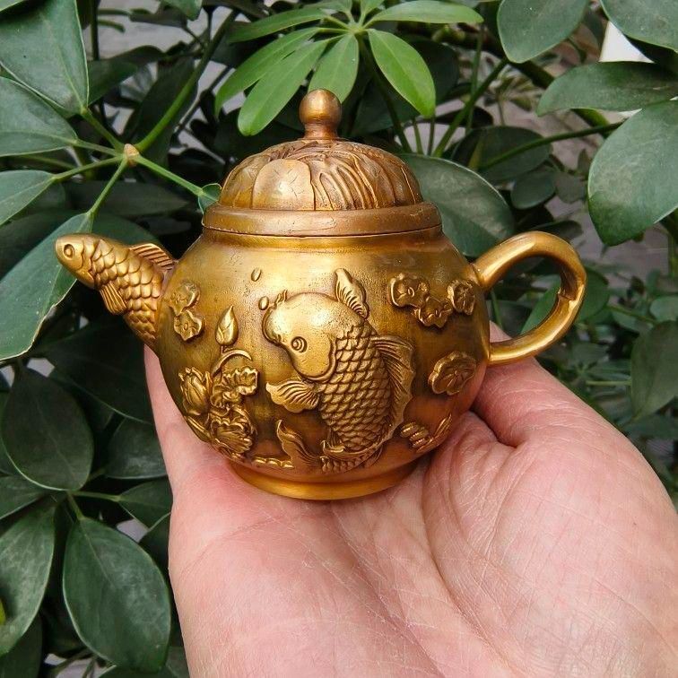 銅器 提梁壺 点金龍鳳徳利 茶壺 茶道具 装飾品 工芸品 美術品 置物 銅器 提梁壺 点金龍鳳徳利 茶壺 茶道具 装飾 工芸 美術 置物