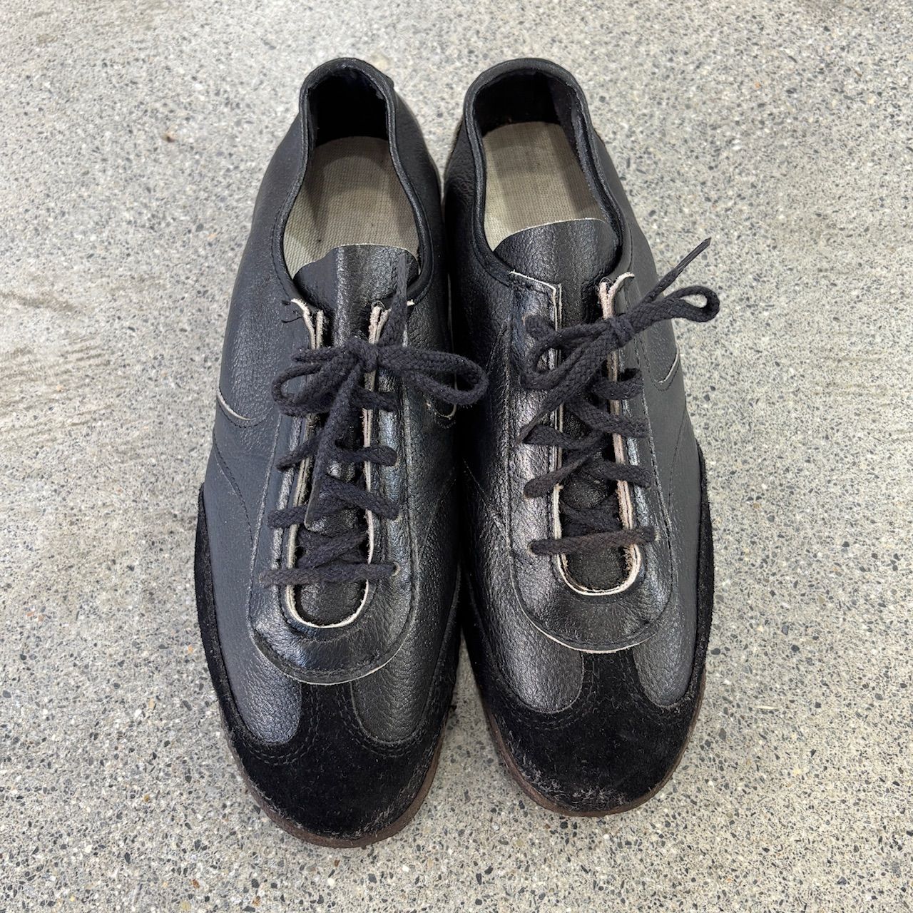 Military】70s~80s Black German Trainer Leather and Suede 25~25.5cm 
