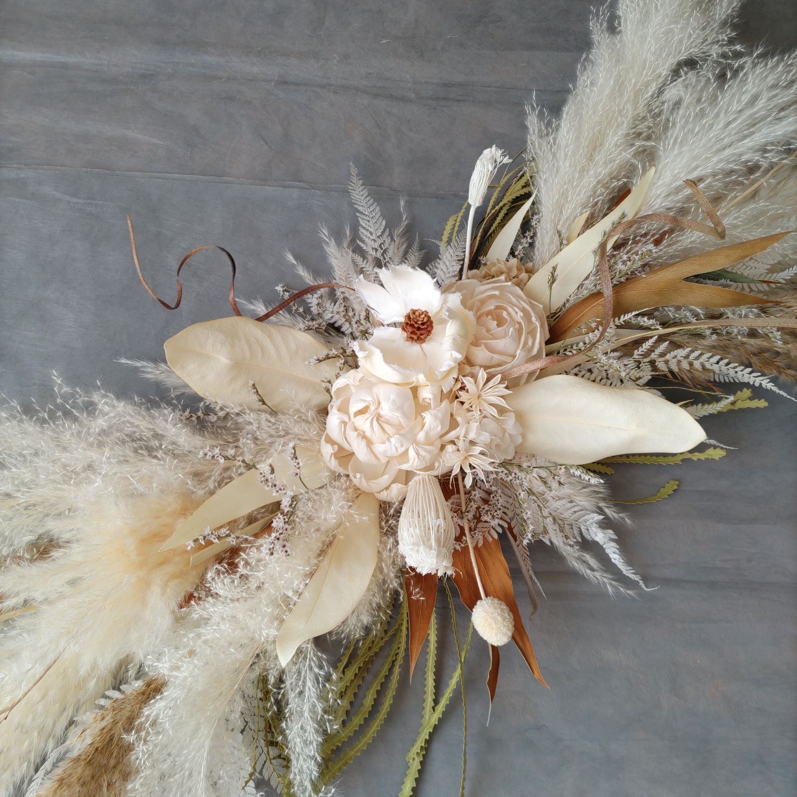 横長スワッグ　パンパスグラス系　バースデー　インテリア　男前　ドライフラワー 横長スワッグ パンパスグラス系 バースデー インテリア 男前 ドライ