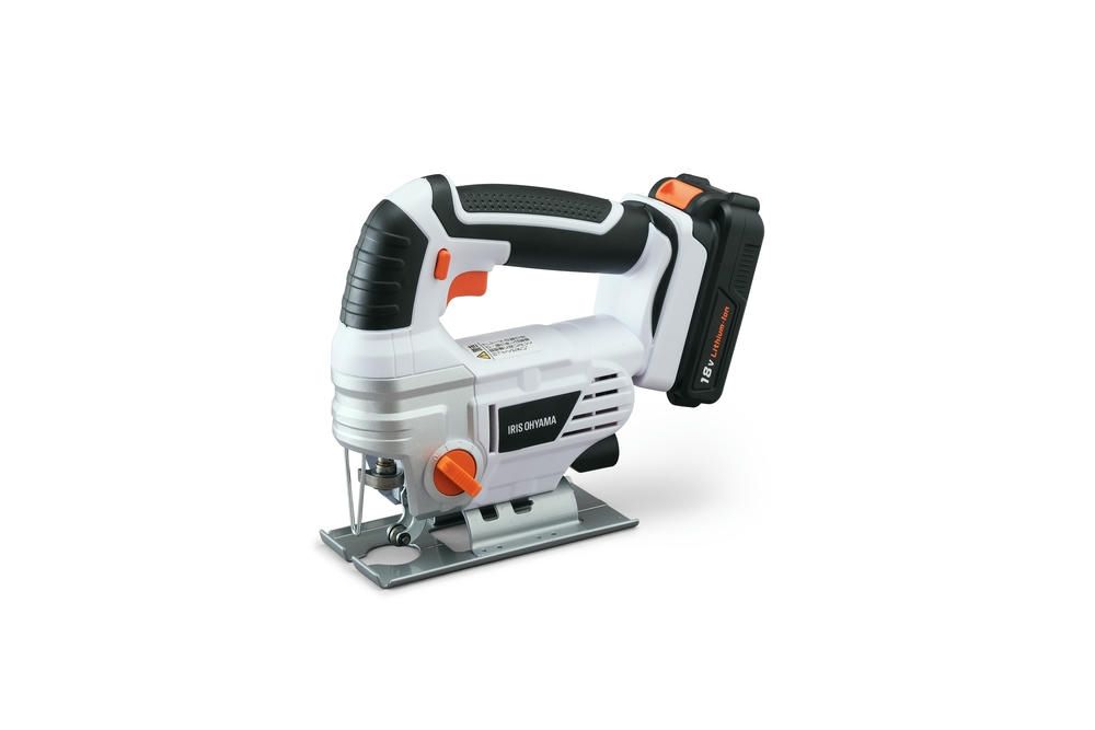 アイリスオーヤマ 共通バッテリーシリーズ コードレス ジグソー 電動のこぎり 18V バッテリー 充電器付 ブレード付属 スピード変速機能 LEDライト付き ホワイト IRIS OHYAMA JJS181