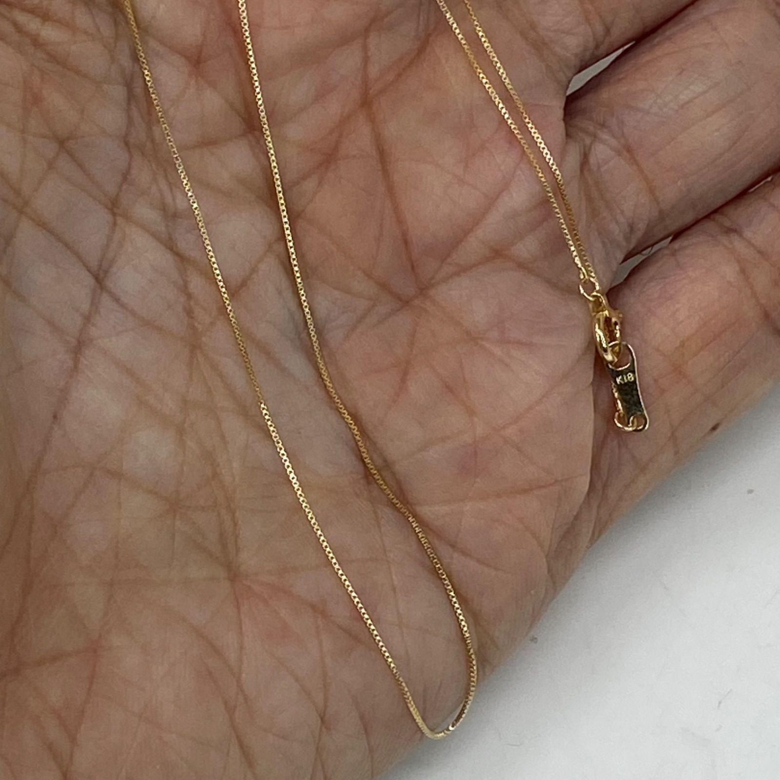 K18YG AU750 18金 ベネチア セミロングネックレス 0.45mm幅 45cm