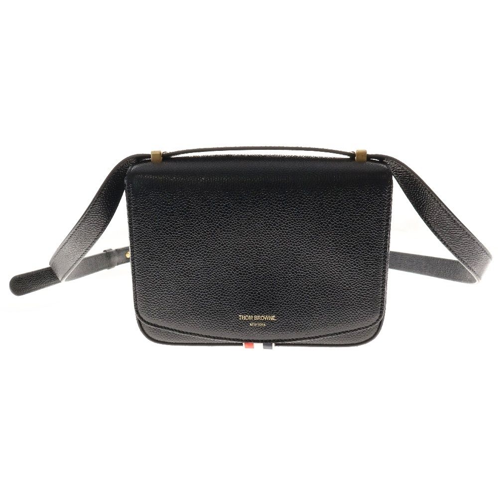 THOM BROWNE トムブラウン MINI SQUARED SADDLE BAG レザー ミニ ショルダーバッグ ブラック