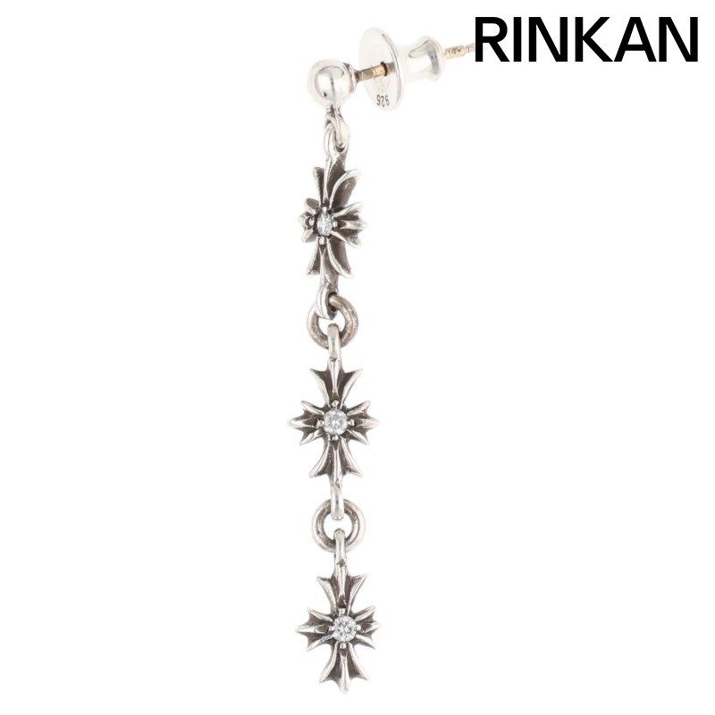 クロムハーツ TINY E CH PLS DIA 3 タイニーECHプラス3ドロップ 3ダイヤ シルバーピアス メンズ