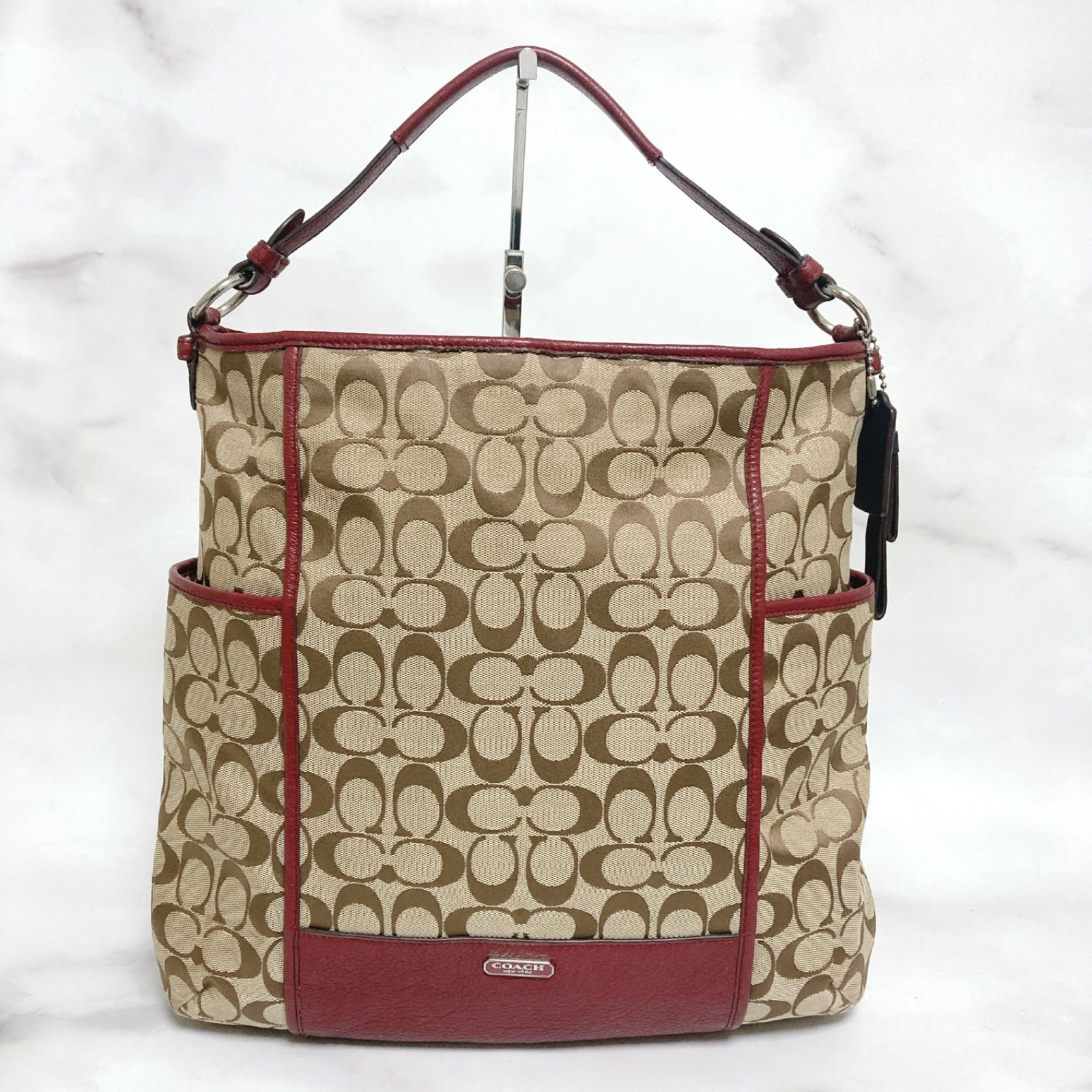 COACH ハンドバッグ 2way ショルダーバッグ ボルドー コーチ COACH コーチ 2wayショルダーバッグ ボルドー系 レザー 中古