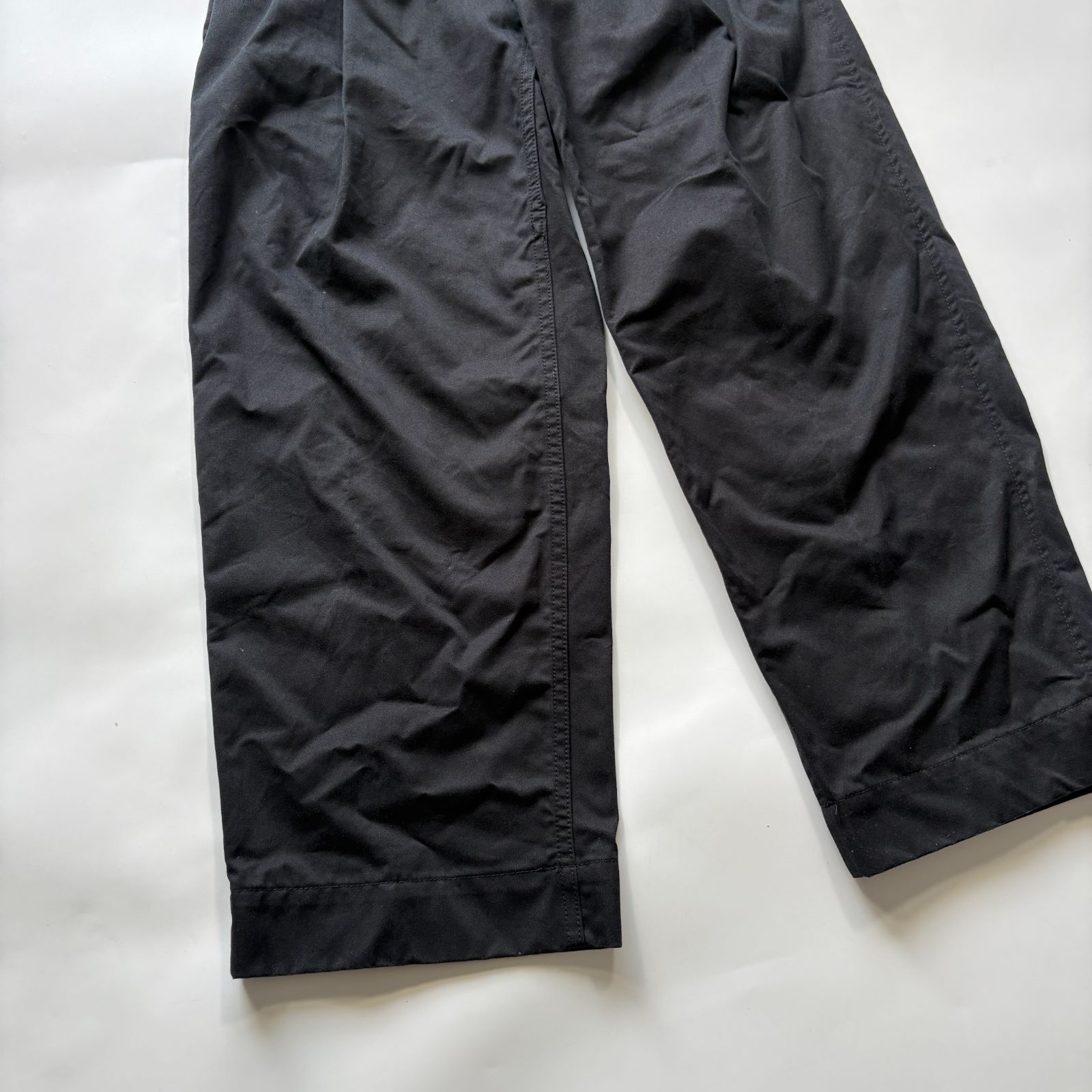 LOEFF ロエフ コットン ツイル 2タック パンツ ブラック twill
