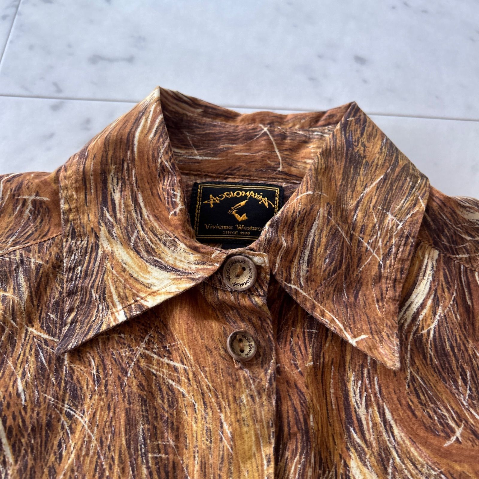 ヴィヴィアンウエストウッド アングロマニア 千鳥柄 シャツ トップス38 Vivienne Westwood ANGLOMANIA 千鳥 変形シャツ