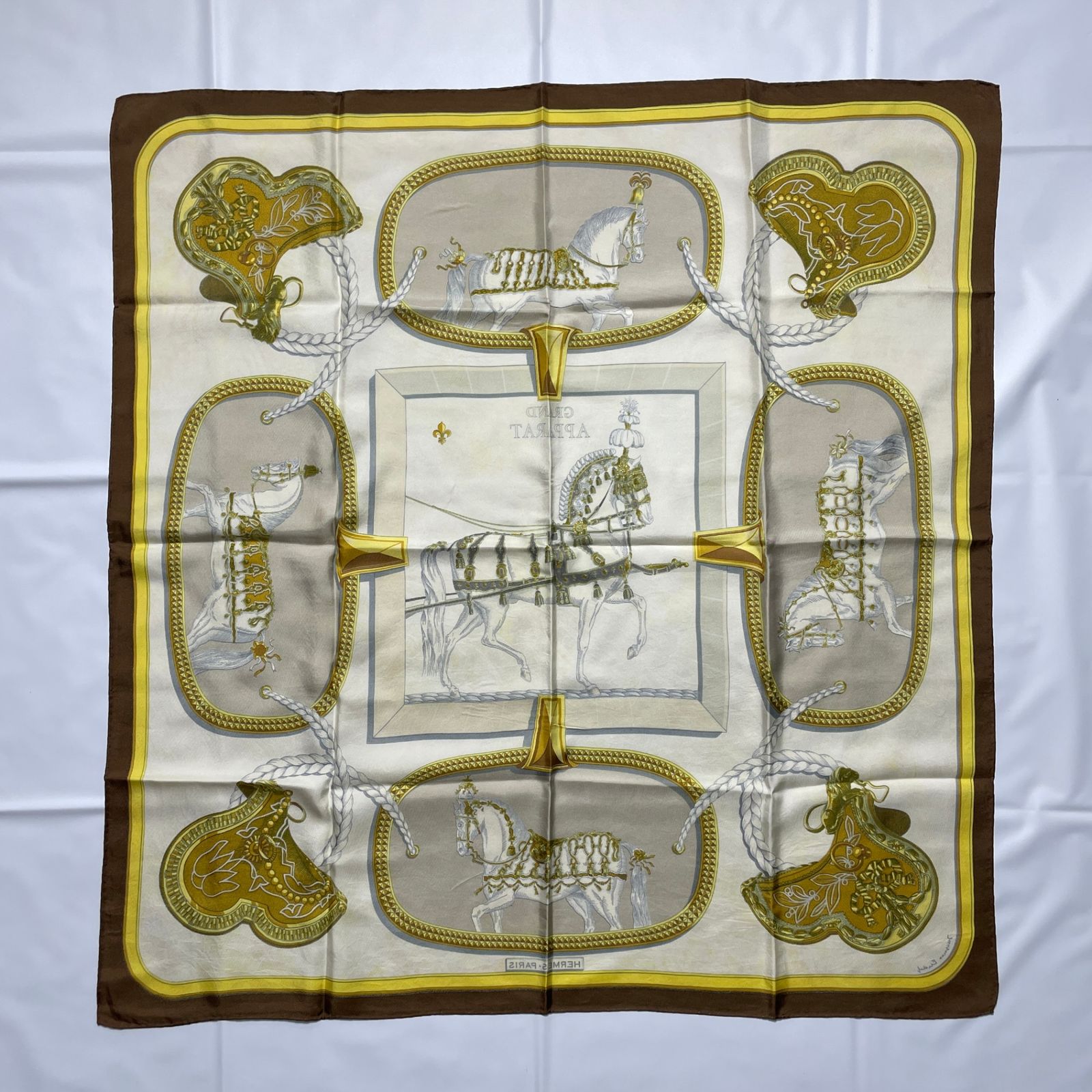 2505-152｜美品｜エルメス カレ 90 スカーフ ブラウン系 マルチカラー 2505-152｜美品｜エルメス カレ 90 スカーフ ブラウン系 マルチ