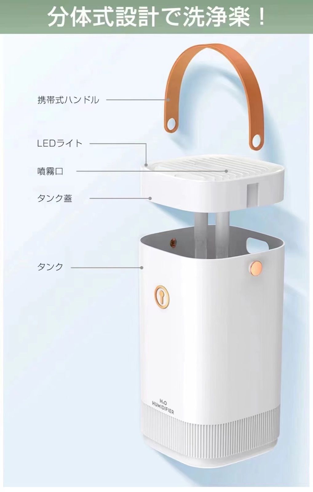 超音波式加湿器 3.3L大容量 7色LEDライト搭載 アロマ対応 噴霧式加湿器