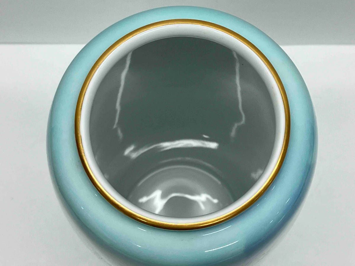 深川製磁 色絵彩磁 花瓶 箱あり 2349 深川製磁 色絵彩磁