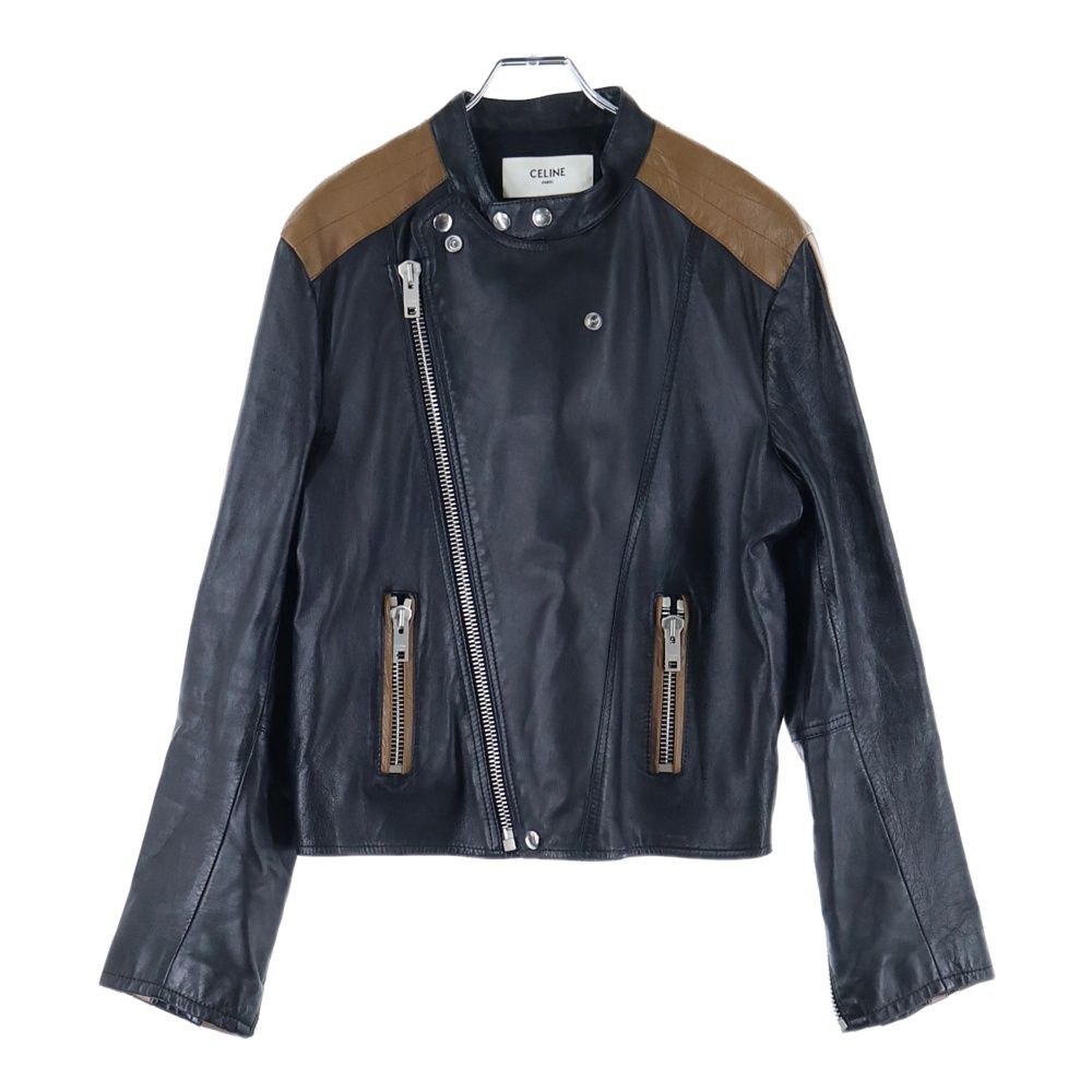 CELINE セリーヌ Cafe Racer Jacket カフェレーサー ライダースジャケット ブラック|ブラウン 2E744280D