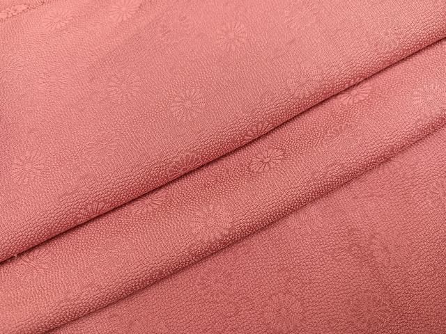 平和屋着物●上質な色無地 花地紋 退紅色 正絹 AABC0660ph