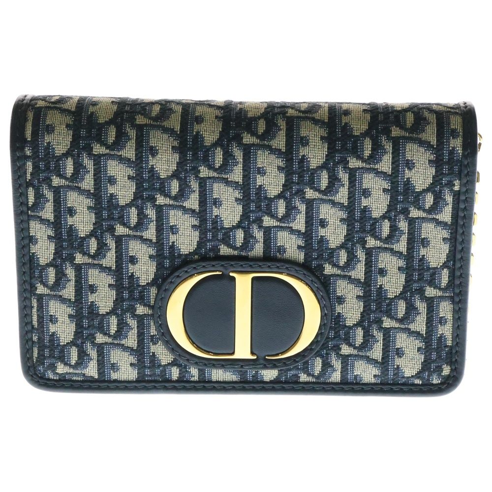 Christian Dior クリスチャンディオール 30 モンテーニュ オブリーク トロッター柄 キャンバス レザー CDロゴプレート ウエストポーチ ベルトバッグ ゴールド金具 ネイビー