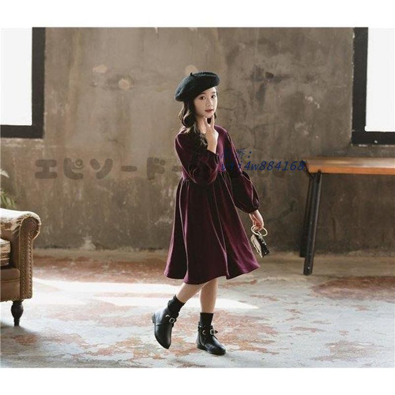 子供服 ワンピース 秋冬 長袖 フォーマル キッズ ジュニア 130 120 女の子 140 リボン 150 子供ドレス 蝶結び ベビー服 おしゃれ チュニック vii 4 w 884168